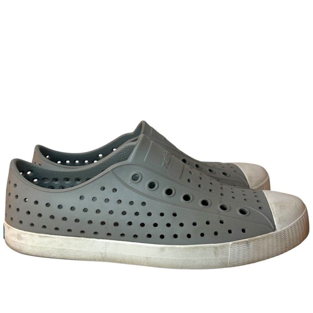 Native Jefferson Slip-On Sneakers in Grey with White Toe